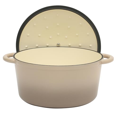Addlestone 7 Qt Enameled Cast Iron Dutch Oven Pot with Lid (7-Quart / Gradient Taupe)
