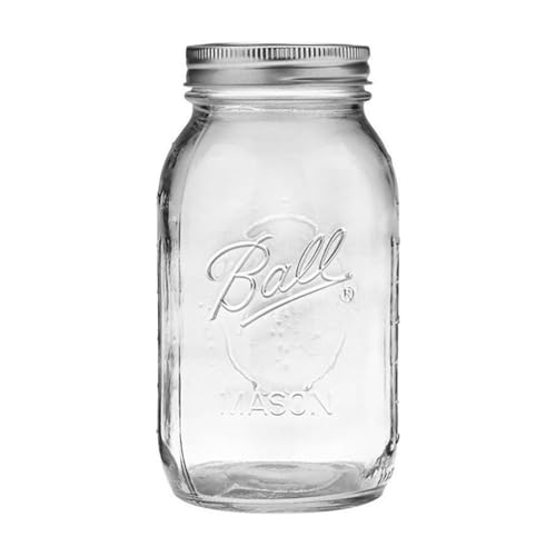 Regular Mouth Glass Mason Jars with Lids and Bands (Quart / 32 Oz (Pack of 6))