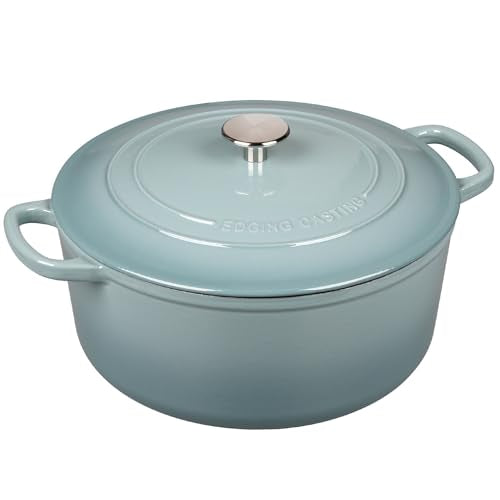 Enameled Dutch Ovens Cast Iron Dutch Oven Pot with Lid for Bread Baking (Seasalt / 5.5QT)