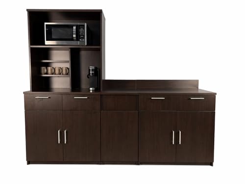 Upper Hutch Cabinet with 2 (90" W – 2 Doors + Trash + Hutch)