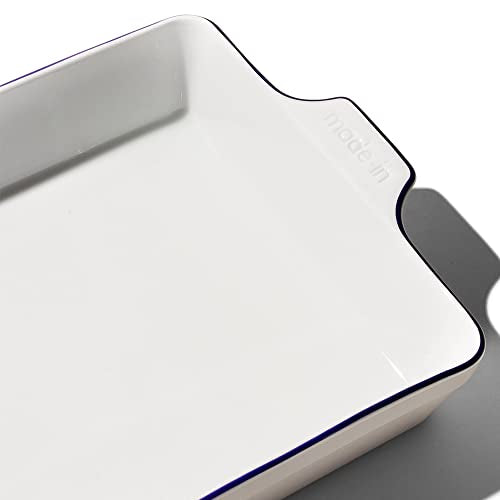 Cookware Rectangular Baking Dish (Porcelain w/ Navy Rim)