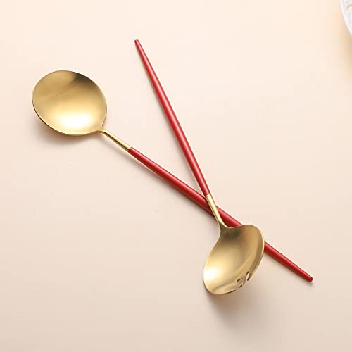 Salad Servers (Red/Gold)