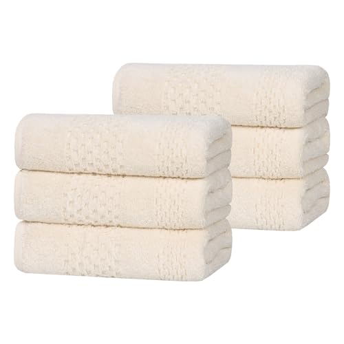 Playa Zero Twist Cotton Medium Weight Towels (6 Piece Hand Towel / Ivory)
