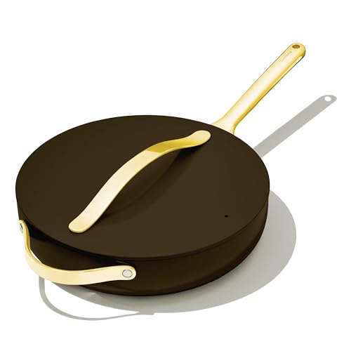 Non Stick Ceramic Sauté Pan with Lid (Black)