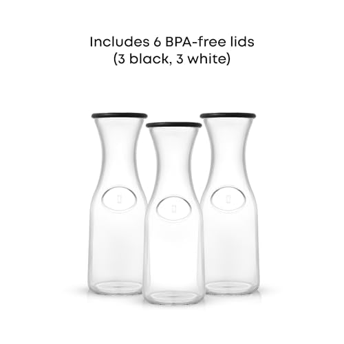 Glass Carafe with Lid (Set of 3, 36 Ounces each)