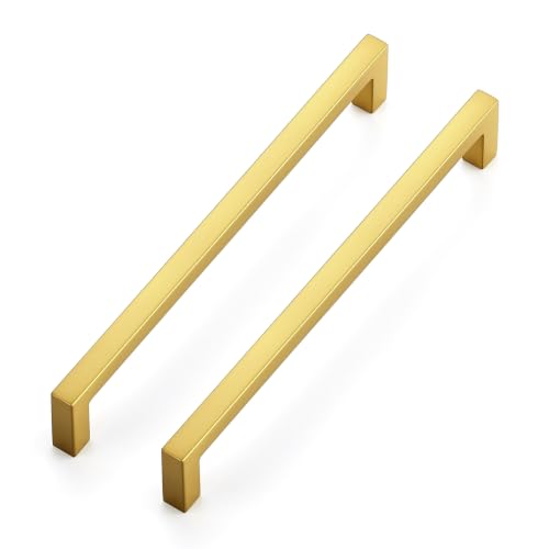 Gold Cabinet Handles Solid Cabinet Pulls (Gold / Flat Black 6-1/4'' Hole Center)