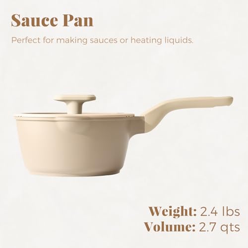 Nonstick Saucepan with Lid (2.7 Quarts / Natural Linen)
