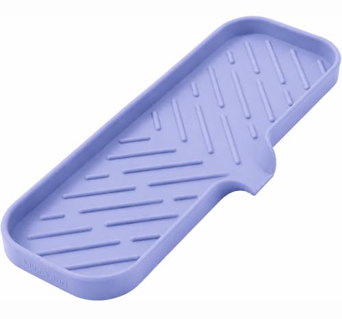 Silicone Soap Dish with Drain Spout (Light Purple / L(12"×4"))