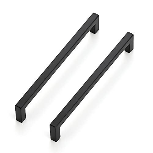 Matte Black Cabinet Handles Solid Cabinet Pulls 6 (Black / Flat Black 6-1/4'' Hole Center)