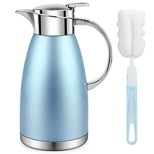 61oz Coffee Carafe Airpot Insulated Coffee Urn Stainless Steel Vacuum Thermal Pot Flask for Coffee (Blue)