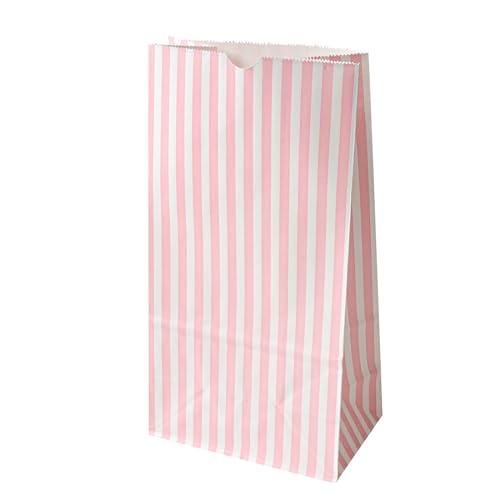 Bakery Bags 100 Pack of 5.9 x 3.54 x 10.63 Inches Grease (6 lb / Pink & White)