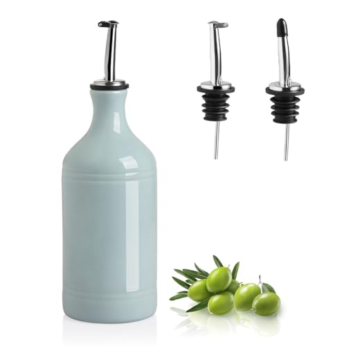 Sweejar Ceramic Olive Oil Dispenser Bottle (15.5 oz, Set of 1 / Light Blue)