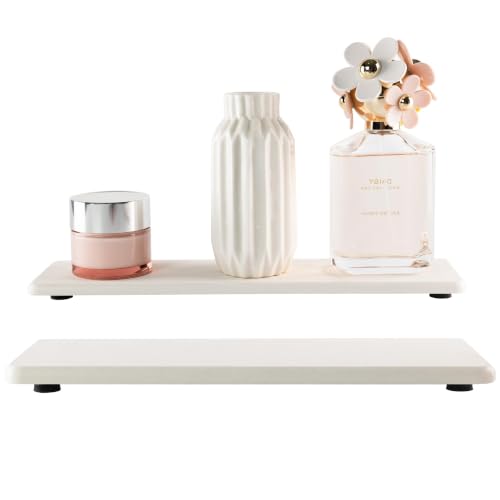 2Pcs Sink Stone Soap Trays Water Absorbing Diatomite Coasters (White / 12" x 3.2" x 0.5")