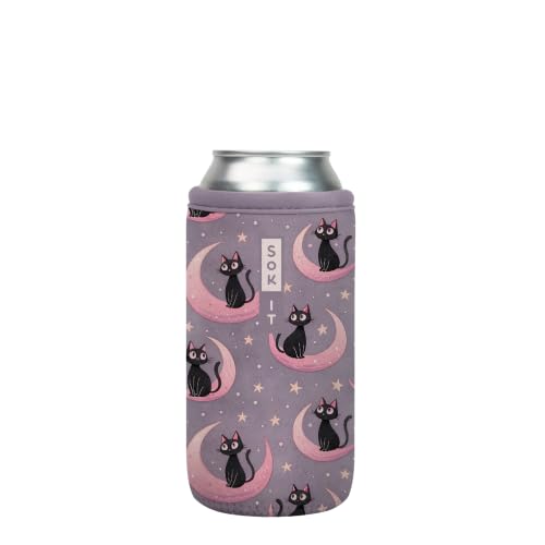 CanSok Sleeve for Beer & Soda Insulated Neoprene Cover (Crescent Kitty / 16oz Can Sleeve)