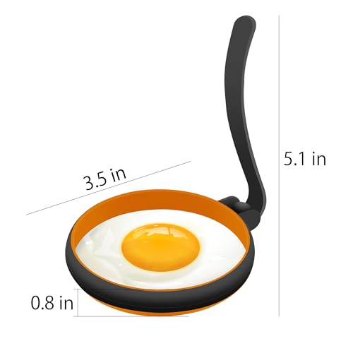 4 Pack Silicone Egg Rings for Frying Egg (4Pcs Round / Black)