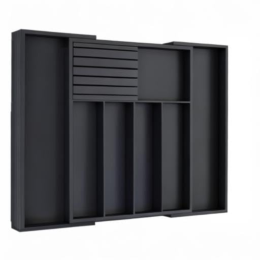 Utensil Organizer Silverware Tray for Drawer (Black)