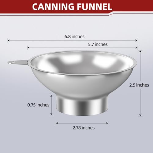 Stainless Steel Metal Canning Funnel with Removable Strainer