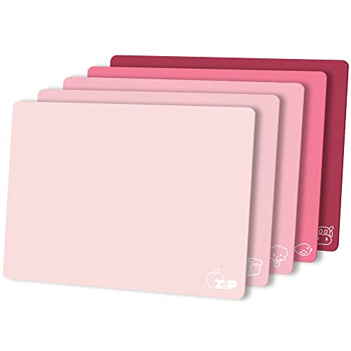 Flexible Plastic Cutting Board Set of 5 Gradient Color (Pink)