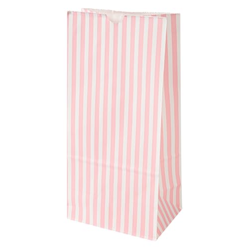 Pink And White Stripe Paper Bag (8 lb / Pink & White)