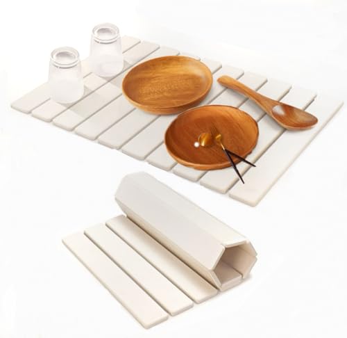 Large Stone Dish Drying Mat for Kitchen Counter (White / 24" x 16")