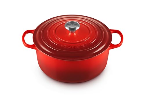 Enameled Cast Iron Round Dutch Oven (Cerise / 7.25 Qt)