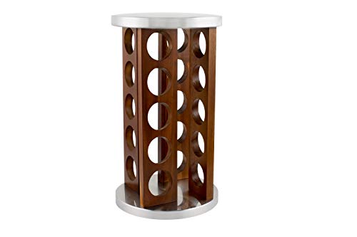 20 Jar Rotating Dark Acacia Wood Spice Rack with Spices Included & 5