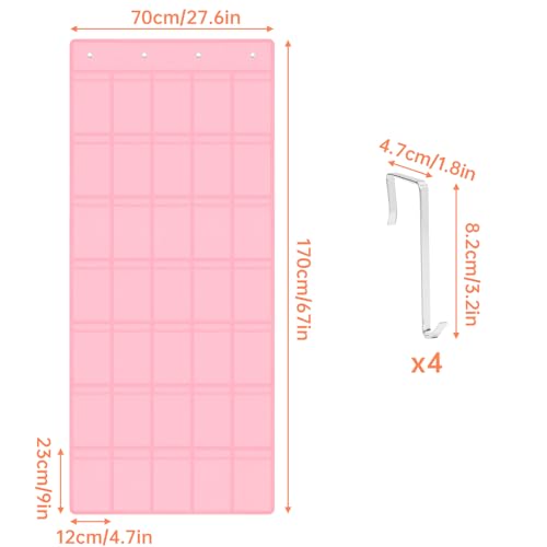 35 Pockets Door Hanging Cup Organizer Fit for Stanley Tumblers (67'' x 27.6'' / Pink)