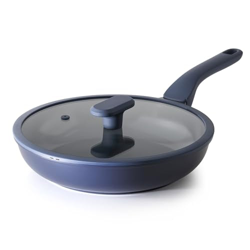 Nonstick Ceramic Frying Pan with Lid (10" W/Lid / Blueberry Mist)