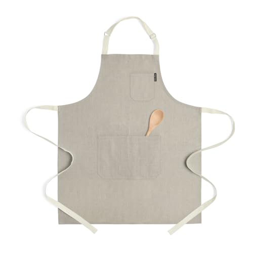 100% Pure Linen Apron (Natural / Ivory / 32 X 27 Inch)