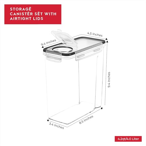 Cereal Containers Storage 3 Pack 135 fl. oz Cereal Dispenser Countertop (Standard 3 Pack)