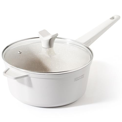 SOHO Ceramic Nonstick Saucepan with Lid (Cream / 3.3 Quarts)