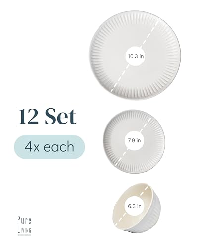 12 Piece Stoneware Dinnerware Set for 4 (Hygge / Light Gray / Set for 4 (12pcs))