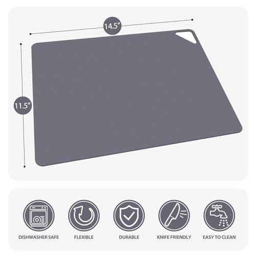 Flexible Plastic Cutting Boards for Kitchen (Multi Grey - Large - 5)