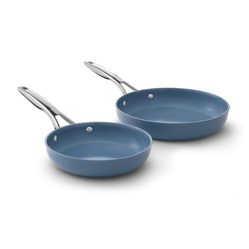 Premier Ceramic Nonstick 8 inch and 10 inch Frying Pan Set (2-Piece Set / Macaron)