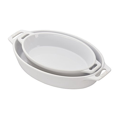Ceramic Oval Baking Dish Set (2-piece / White)