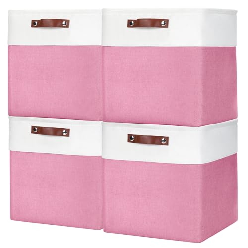 13x13 Cube Storage Bins (Pink / Off-White / Cube - 13"x13"x13")