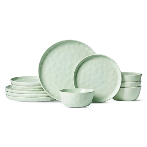Mars Stoneware Dinnerware Set for 4 (Light Green / Set(12pcs))