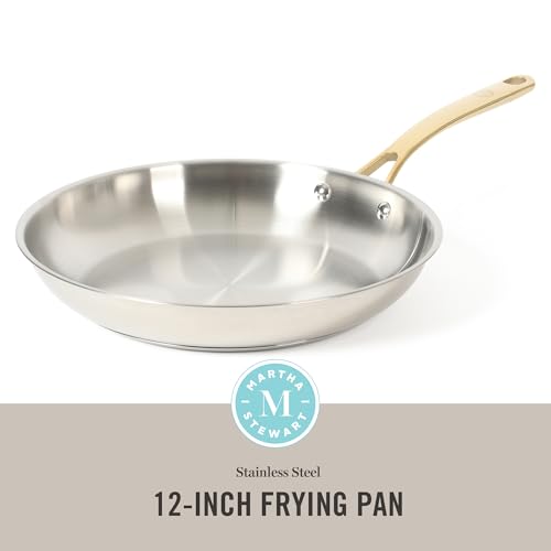 Castelle 12 Inch Stainless Steel Frying Pan with Gold (Stainless Steel W/ Gold Handle / 12" Frying Pan)