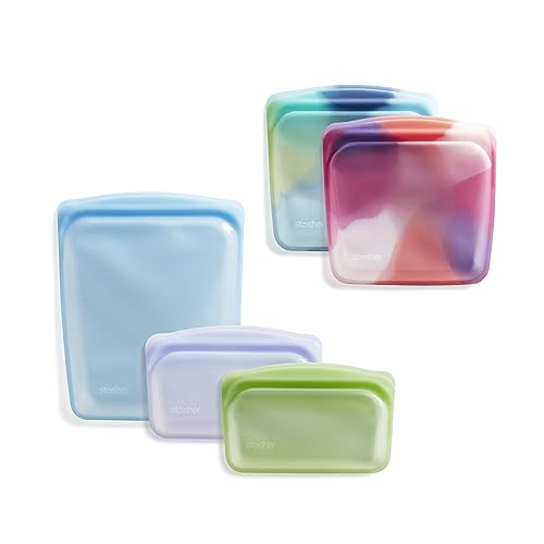Premium Reusable Silicone Food Storage Bags (Tie Dye / 5-Pack)
