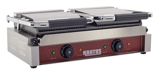 Commercial Panini Sandwich Grill Grooved Top w (Large w/ Smooth & Grooved Plates)