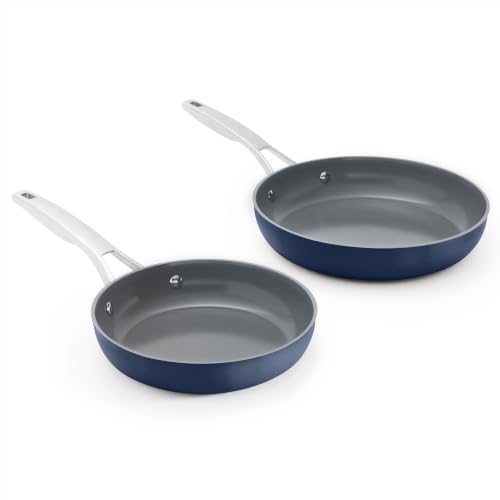 Premier Ceramic Nonstick 8" and 10" Frying Pan Set (2-Piece Set / Midnight Blue)