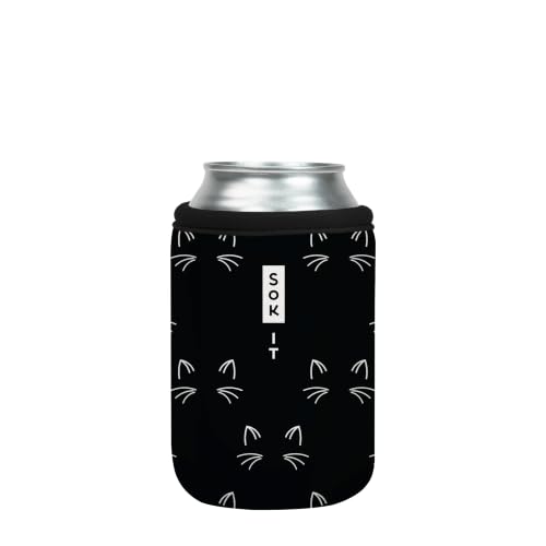 CanSok Sleeve for Beer & Soda Insulated Neoprene Cover (Mystical Meows / 12oz Can Sleeve)