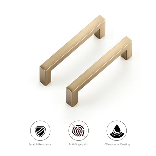 Champagne Bronze Cabinet Handles Solid Cabinet Pulls 3 Inch 20 Pack (Champagne Bronze / Flat Black 3'' Hole Center)