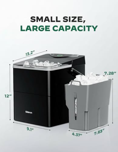 Countertop Ice Maker with 2.5L Expandable Ice Basket (Black with Expandable Ice Basket / 26.5 lbs)