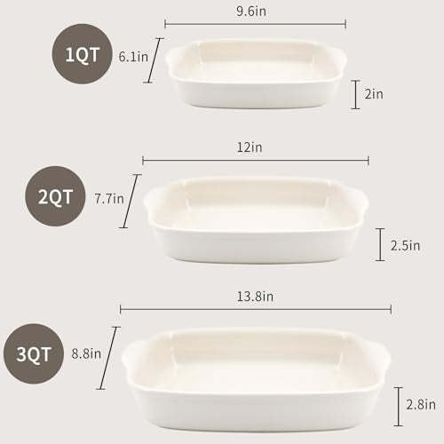 Ceramic Baking Dishes Set of 3 (OffWhite)