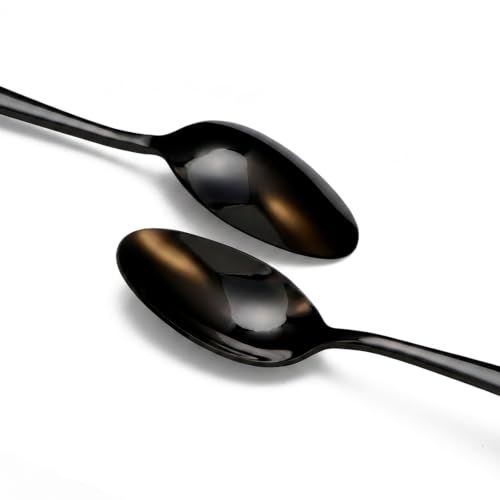 8 Piece Black Spoons Set (Black / 7 Inch)