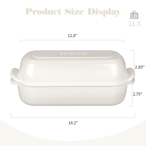 Enameled Cast Iron Loaf Pan with Lid (White)