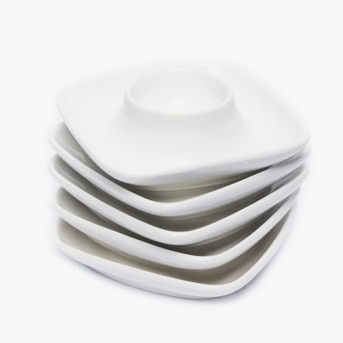 Ceramics White Egg Cups for Hard Boiled Eggs Set 6pcs