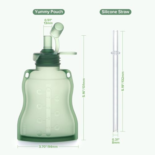 Refillable Silicone Baby Food Pouch (Green / 4-Pack)