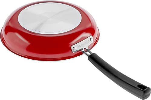 54C-11R 11-Piece Ceramica XT Nonstick Cookware Set, Red/Stainless Steel (Red w/Grey Interior / Cookware Set)